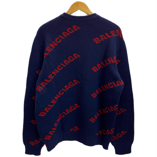 バレンシアガ BALENCIAGA 18SS 555279 セーター ネイビー Mサイズ 201MT-4186