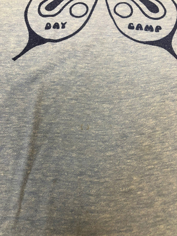 チャンピオン Champion 70's 70年代 バータグ 蝶 バタフライ DAY CAMP 染み込み プリント vintage ヴィンテージ made in USA アメリカ製 リンガーＴ Tシャツ ベージュ Mサイズ 101MT-4037