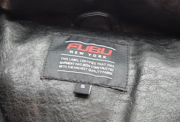 フブ FUBU ECO LEATHER PUFFER JACKET エコレザーパファージャケット レザーダウンジャケット フェイクレザー  FAM-42302 ジャケット ブラック Sサイズ 103MT-2152