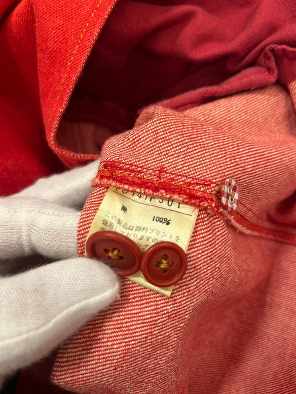 ピンクハウス PINK HOUSE パッチワーク ワッペン デニムジャケット テーラードジャケット ブラウス レトロ 赤 PO141FJ01 ジャケット レッド 101LT-174