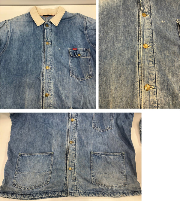 ヴィンテージ vintage 80's 80年代 BIG SMITH ビッグスミス デニムカバーオール チョアコート 金ボタン 襟コーデュロイ ジャケット ブルー 101MT-4897