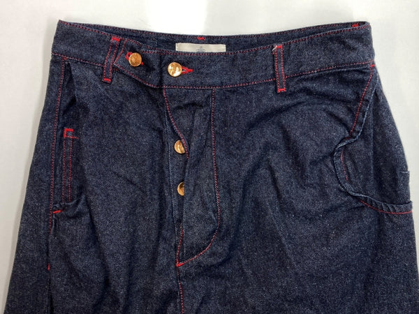ヴィヴィアンウエストウッド Vivienne Westwood DENIM PANTS デニム パンツ サルエル 変形 ボタンフライ ズボン インディゴ 青 ロゴ S39020001-W003K デニム ブルー Sサイズ 104MB-278