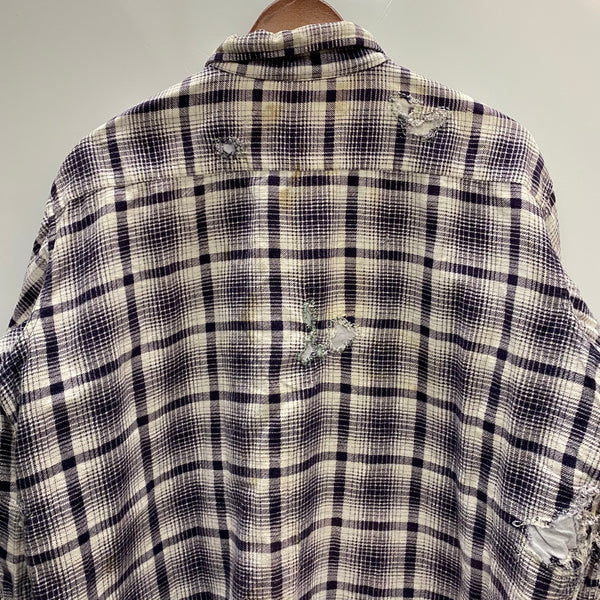 【曜日割引対象外】 ヴィンテージ vintage 60's PILGRIM プリントネルシャツ 長袖シャツ ホワイト 17-17 1/2サイズ 201MT-4720 VB