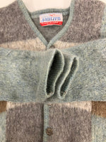 ヴィンテージ vintage 60's 60年代 Jantzen ジャンセン MADE IN USA アメリカ製 MOHAIR 毛足長 ブロック 柄モヘア カーディガン ブルー Mサイズ 101MT-3648