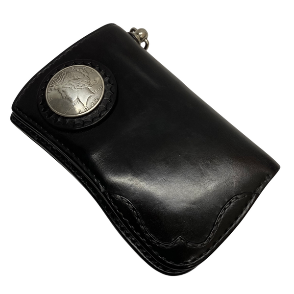 【曜日割引対象外】 レザーアイテム Leather items ショートウォレット 財布・ケース メンズ財布 ブラック 201goods-806 VB