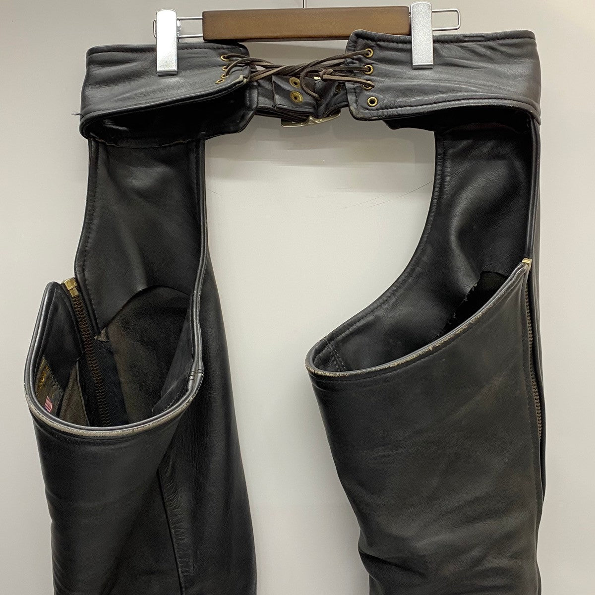 VANSON ブラックレザーチャップス 即決 アメリカ製 VANSON M レザーチャップス レザーパンツ