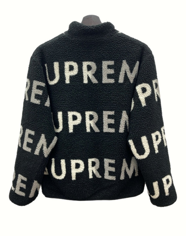 シュプリーム SUPREME 18AW Reversible Logo Fleece Jacket リバーシブル ロゴ フリース ジャケット ボア アウター 黒 ジャケット ロゴ ブラック Sサイズ 104MT-887