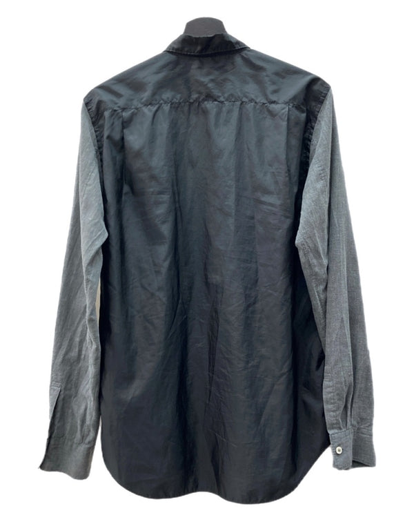 コムデギャルソン COMME des GARCONS HOMME PLUS L/S SHIRT 切替 シャツ 長袖 ブラウス 薄手 灰 黒 PM-B007 長袖シャツ 無地 グレー Mサイズ 104MT-1565
