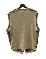 ダブルアールエル RRL 90s LOOSE KNIT VEST ニット ベスト アイル ノルディック Vネック レイヤード 三ツ星タグ Ralph Lauren 茶 ベスト 総柄 ブラウン Lサイズ 104MT-2070