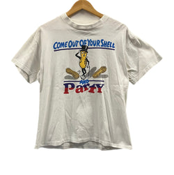 ヴィンテージ vintage 90's 90年代 MR.PEANUT ミスターピーナッツ COME OUT OF YOUR SHELL AND Partyプロモ 企業 アメリカ製 made in usa Tシャツ ホワイト Lサイズ 101MT-3841