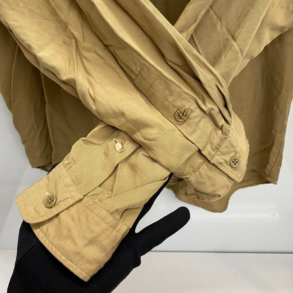 【曜日割引対象外】 ラルフローレン RALPH LAUREN レーヨン サファリシャツ エポレット 無地 長袖シャツ ベージュ Lサイズ 201MT-4363 VB