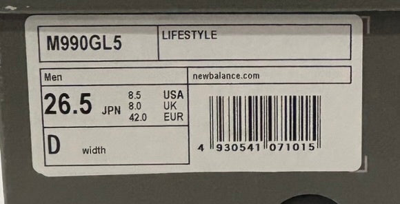 ニューバランス new balance M990GL5 M990GL5 メンズ靴 スニーカー グレー 26.5㎝サイズ 201-shoes1008