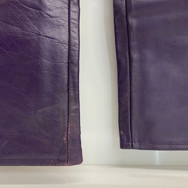 【曜日割引対象外】 ショット SCHOTT レザーパンツ USA製 30サイズ ボトムスその他 パープル 201MB-1135 VB