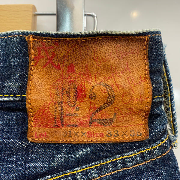 エヴィス EVISU ナンバーツー No2 イエローカモメ デニム ネイビー 33ⅹ35サイズ 201MB-1128