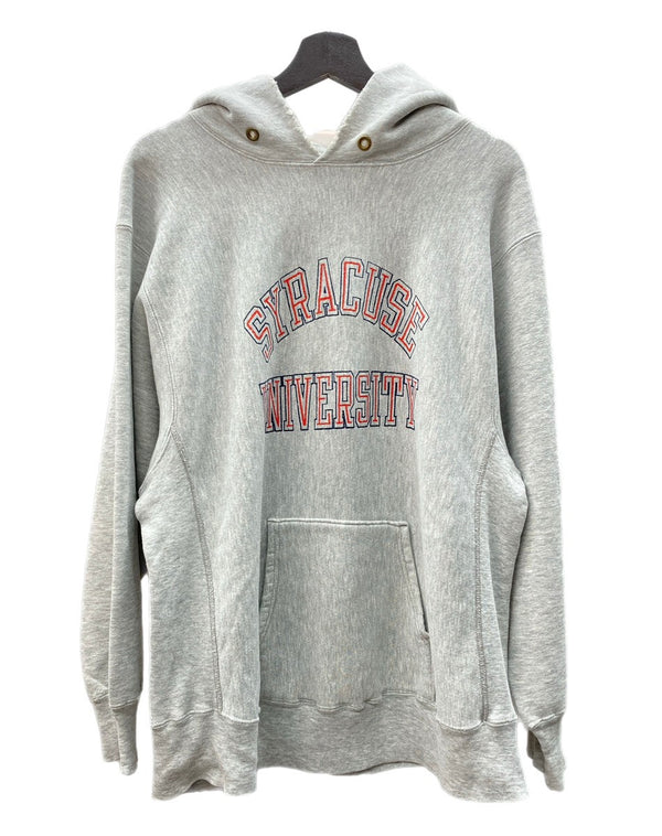 チャンピオン Champion 80's REVERSE WEAVE リバースウィーブ  トリコタグ ヴィンテージ カレッジ SYRACUSE UNIVERSITY 灰色 パーカ プリント グレー XLサイズ 104MT-680