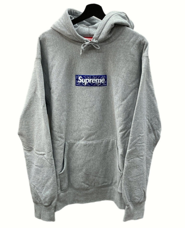 シュプリーム SUPREME 19AW BANDANA BOX LOGO HOODED バンダナ ボックスロゴ パーカー GRAY 炭 XL パーカ 刺繍 グレー 104MT-768