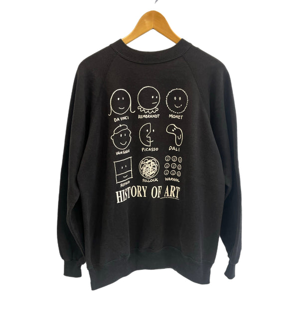 ヴィンテージ vintage 90'S 90年代 Hanes HISTORY OF ART アメリカ製 MADE IN USA アート スウェット ブラック Lサイズ 101MT-5420
