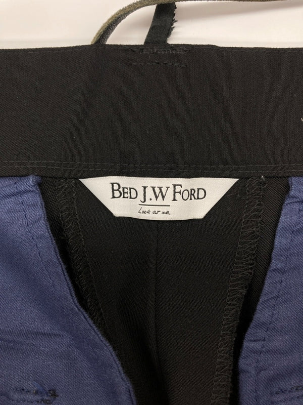 ベッドフォード BED J.W. FORD FEATHER FLARE SLACKS PANTS フェザー フレア スラックス パンツ 羽根 ジップフライ 黒 総柄 スラックス ブラック サイズ 1 104MB-287