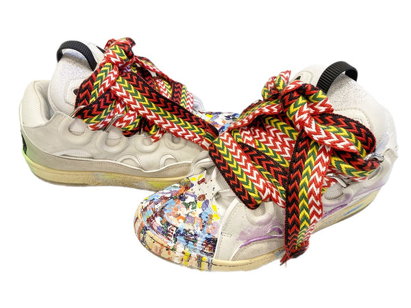 ランバン LANVIN GALLERY DEPT. x LANVIN PAINTED Leather Curb ギャラリーデプト ペイント スニーカー ホワイト系 白 シューズ FM-SKRK11-DRGD-E21 メンズ靴 スニーカー マルチカラー サイズ 42 101sh-2107