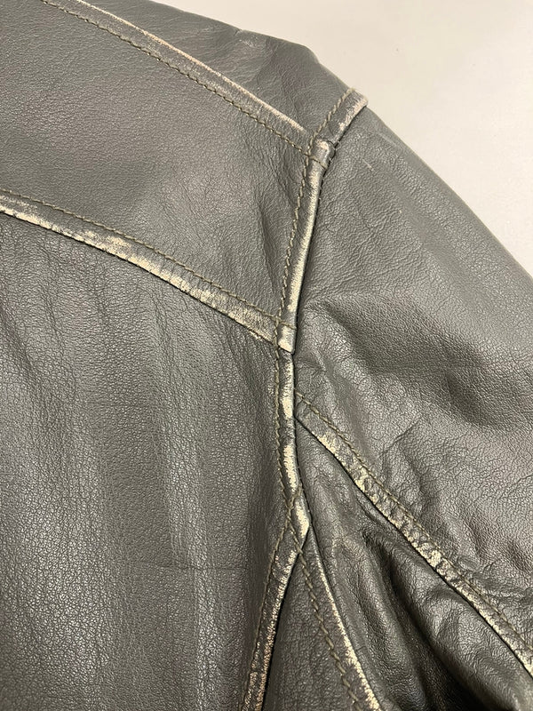 アヴィレックス AVIREX カウハイド 牛革 シングルライダース レザージャケット 6141017 ジャケット グレー Mサイズ 101MT-5116