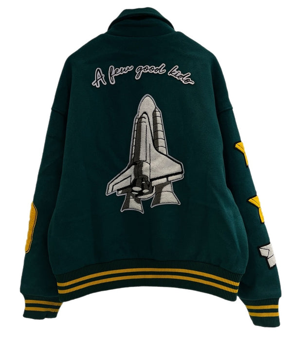 ア フュー グッド キッズ A FEW GOOD KIDS A'GEM/9 × .kom ROCKET COLLEGE JACKET ロケットカレッジ スタジアムジャンパー スタジャン  XL ジャケット グリーン LLサイズ 101MT-5070