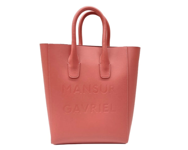 マンサーガブリエル MANSUR GAVRIEL Logo Mini North South Tote MINI 型押しロゴ NEW NSトートバッグ ハンドバッグ ショルダーバッグ レザー スクエア PINK バッグ レディースバッグ 2way・3wayバッグ ピンク 104B-65