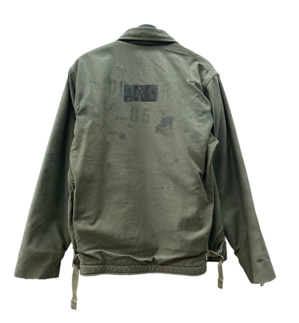 ミリタリー Military 80s 80年代 A-2 デッキジャケット US NAVY アメリカ軍 ステンシル フェード カーキ 緑 ジャケット グリーン Lサイズ 104MT-1987