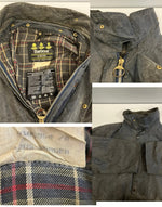 バブアー BARBOUR 90's 90年代 3ワラント BORDER ボーダー ワックス コットン オイルドジャケット コート VINTAGE ヴィンテージ A205 ジャケット ネイビー 101MT-5234
