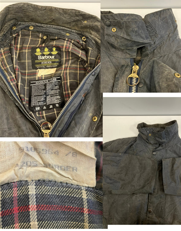 バブアー BARBOUR 90's 90年代 3ワラント BORDER ボーダー ワックス コットン オイルドジャケット コート VINTAGE ヴィンテージ A205 ジャケット ネイビー 101MT-5234