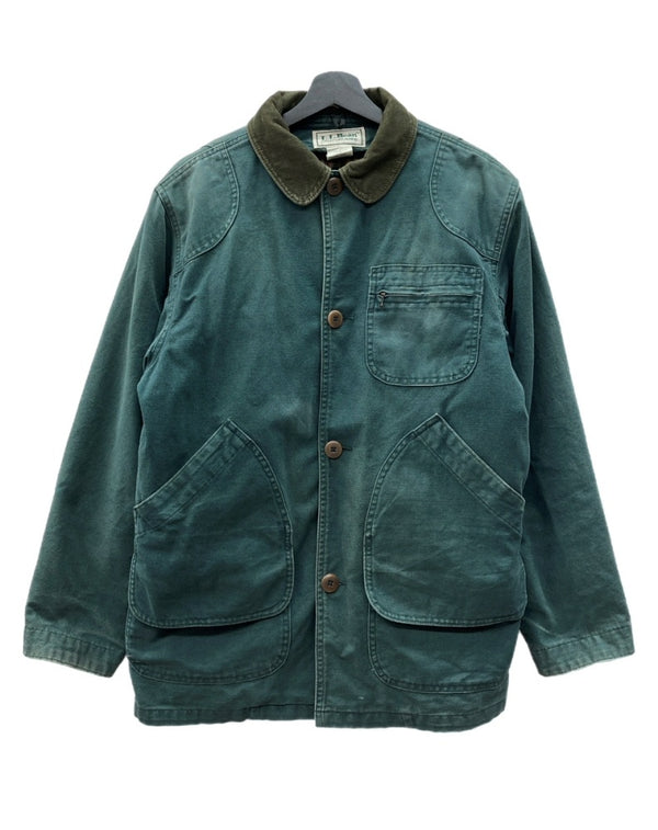 エルエルビーン L.L.Bean 80s HUNTING JACKET ハンティング ジャケット チェックネル ダック ボタン コート アウター USA製 緑 H147 ジャケット 無地 グリーン Sサイズ 104MT-1957