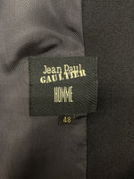 ジャンポールゴルチエ Jean Paul GAULTIER HOMME オム WOOL JACKET ベスト ドッキング ウール ジャケット テーラード 黒 サイズ 48 ジャケット ストライプ ブラック 104MT-990