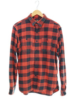 ダブルアールエル RRL ラルフローレン チェック ネルシャツ ワーク シャツ 赤 長袖シャツ レッド Mサイズ 103MT-2389