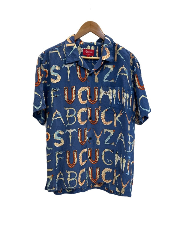 シュプリーム SUPREME 18SS Alphabet Silk Shirt アルファベットシルクシャツ青 半袖シャツ マルチカラー Lサイズ 101MT-5048