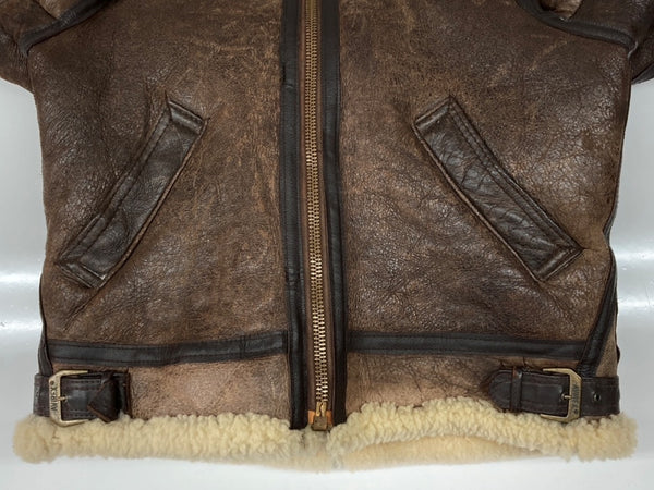 アビレックス AVIREX B-3 MOUTON FLIGHT JACKET ムートン フライト ジャケット フーディ ボア ジップアップ 軍物 アウター 茶 33H5595 サイズ 36 ジャケット 無地 ブラウン 104MT-1712