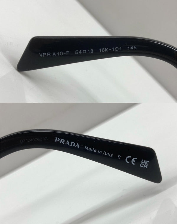 プラダ PRADA EYEGRASS 伊達メガネ ウエリントン型 アイウェア サングラス 眼鏡 黒 VPR A10-F 眼鏡・サングラス 眼鏡 ロゴ ブラック 104G-34