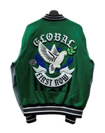 ファーストロウ FIRST ROW GLOBAL PEACE MULTI PATCHES VARSITY JACKET バーシティ ジャケット スタジャン キルティング アウター 灰 緑 FRJ0070 ジャケット 刺繍 グリーン Lサイズ 104MT-1427
