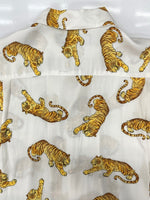 ワコマリア WACKO MARIA OPENCOLOR SHIRT オープンカラー シャツ TIM LEHI ティム リーハイ タイガー 虎 ハワイアン アロハ 開襟 半袖 白 黄 半袖シャツ 総柄 ホワイト Mサイズ 104MT-2330