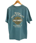 ハーレーダビッドソン Harley-Davidson 90’s  90年代 バーアンドシールドロゴ モーターサイクル  両面プリント MADE IN USA アメリカ製 VINTAGE ヴィンテージ  Tシャツ グリーン Lサイズ 101MT-4590