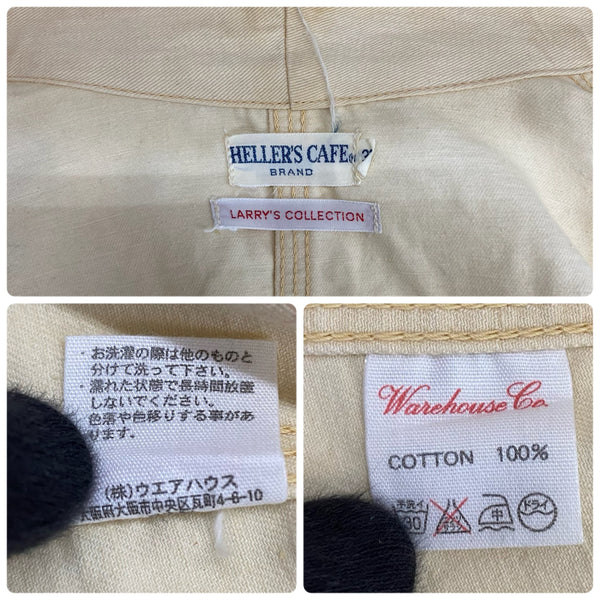 【曜日割引対象外】 ウエアハウス WAREHOUSE HELLER'S CAFE ワークシャツ LARRY'S COLLECTION ジャケット ホワイト 36サイズ 201MT-3889 VB