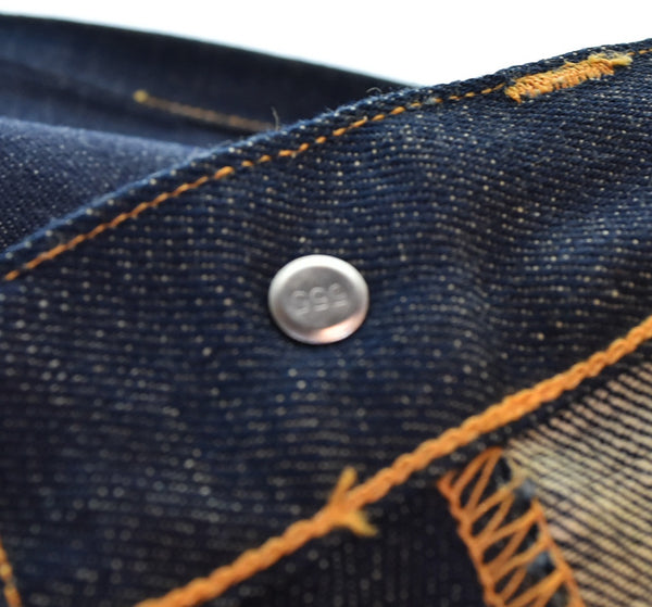 リーバイス Levi's 201 No.2 DENIM DEAD STOCK デッドストック 1920年モデル 復刻 555 バレンシア 工場 99年製 LVC リネンパッチ 青耳 20201-0020 デニム ブルー W33L36 103MB-598