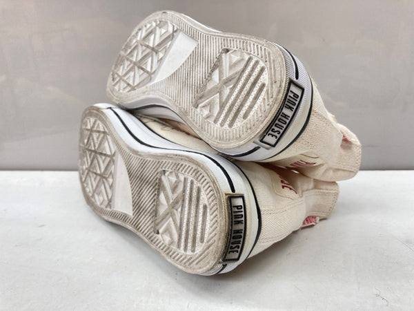 ピンクハウス PINKHOUSE ハイカット ワッペン レトロ ロゴ レースアップ SNEAKERS シューズ  オフホワイト BEIGE A2171PSH417 レディース靴 スニーカー ベージュ Lサイズ 104S-823