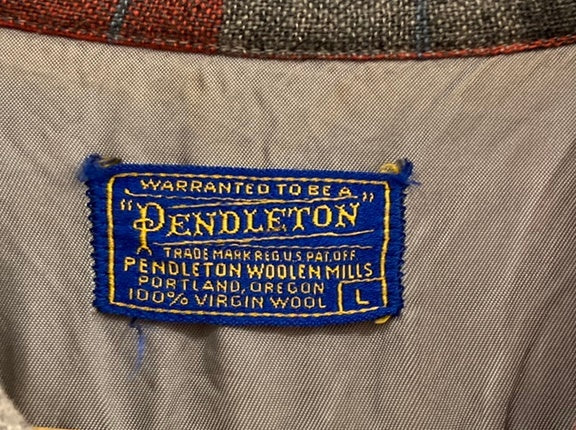 ペンドルトン PENDLETON ヴィンテージ Vintage 50s ウールチェックシャツ エルボーパッチ 開襟 オープンカラー 長袖シャツ グレー Lサイズ 101MT-3321