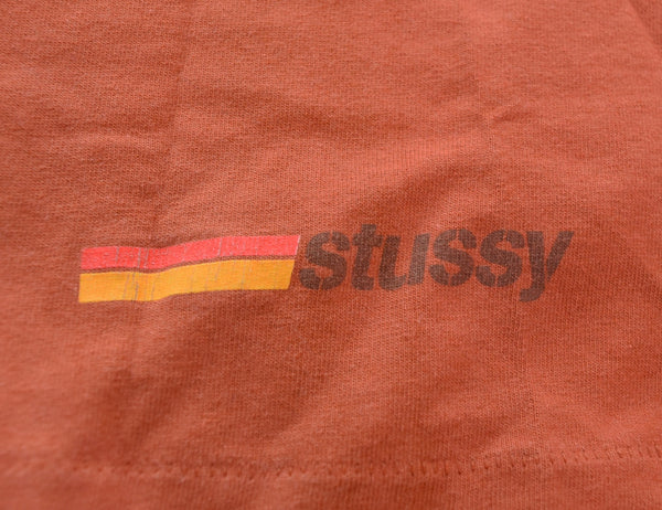 ステューシー STUSSY 90s Made in USA 紺タグ バイクT シングルステッチ 90's USA製 Tシャツ オレンジ Lサイズ 103MT-3183