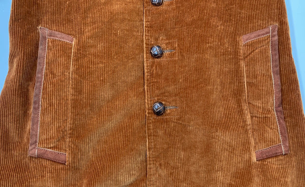 ヴィンテージ vintage 70s 70年代 LAKELAND コーデュロイ レザー パイピング ハーフコート カーコート アウター 茶色 サイズ 38 コート 無地 ブラウン 104MT-1932