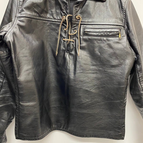 【曜日割引対象外】 ヴィンテージ vintage 70's Taubers レザープルオーバーシャツ ジャケット ブラック 38サイズ 201MT-4460 VB