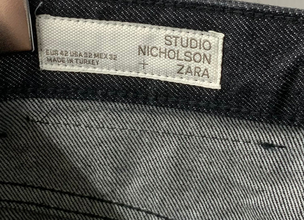 ザラ ZARA スタジオニコルソン STUDIO NICHOLSON. ワイドデニム　US32 デニム ブラック 201MB-613
