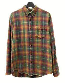 シュプリーム SUPREME 15SS Shadow Plaid Flannel Shirt シャドー プラッド フランネル シャツ ボタンダウン 胸ポケット 長袖シャツ チェック マルチカラー Sサイズ 104MT-779