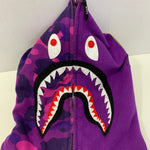 ア ベイシング エイプ A BATHING APE SHARK FULL ZIP HOODIE 001ZPI301018M パーカ パープル Mサイズ 201MT-3873