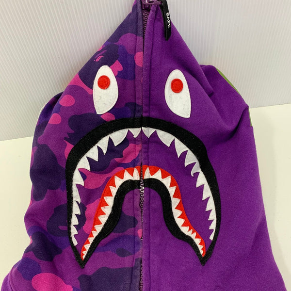 ア ベイシング エイプ A BATHING APE SHARK FULL ZIP HOODIE 001ZPI301018M パーカ パープル Mサイズ 201MT-3873