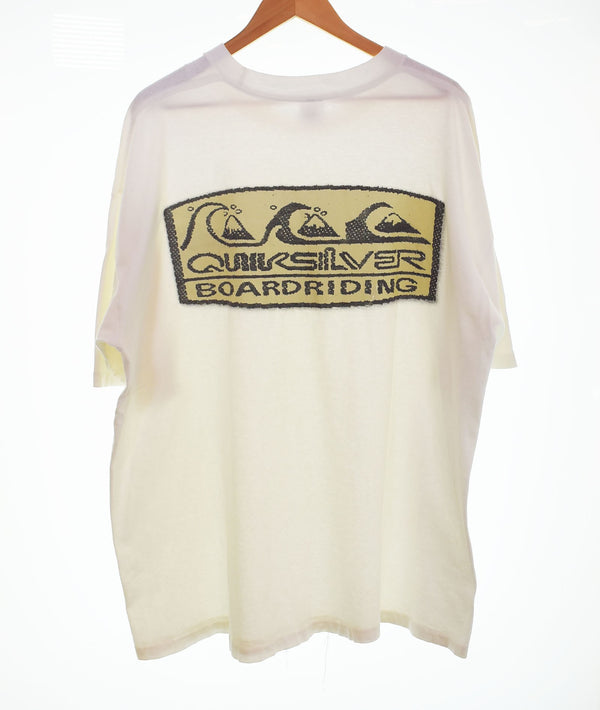 クイックシルバー Quiksilver 90's BOARDRIDING LOGO PRINT Tee ボードライディング ロゴ T MADE IN USA 90年代 90s オールドサーフ オールドスケート XL Tシャツ ホワイト 103MT-2719